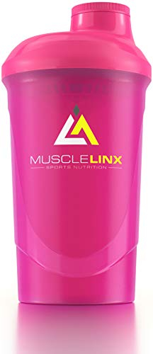 Musclelinx Sports Nutrition Protein Shaker Screw top 100% Leak Proof Drinks Bottle 600ml to 800ml by Musc (Pink)