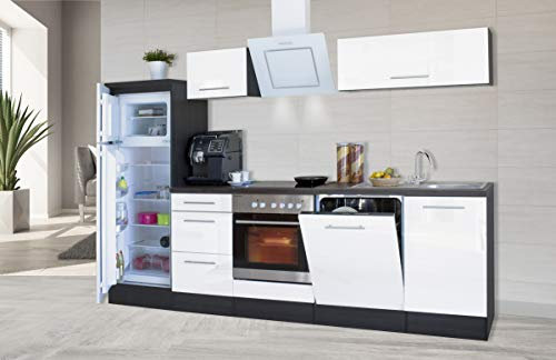 Küche Küchenzeile Küchenblock Eiche Weiß Amanda 280 cm Respekta Premium