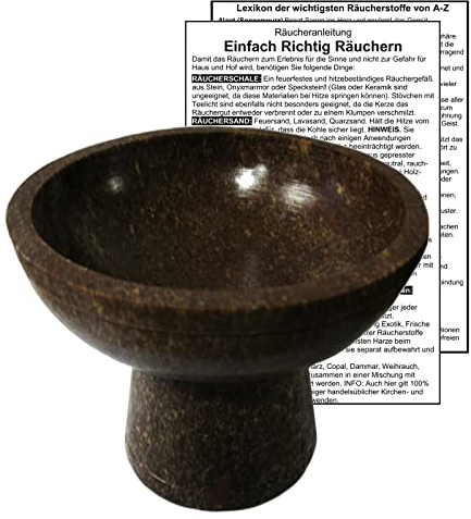 Räucherkelch NATURSTEIN braun Räuchergefäß ca. 850g - 12cm Räucherschale zum Räuchern & Ausräuchern für jedes Räucherwerk & Weihrauch. Kelch mit Räucheranleitung & Räucherlexikon. 81001-B1