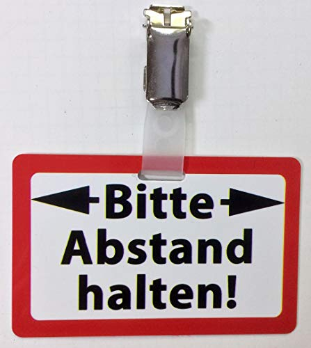 KaiserstuhlCard Magnete Anhänger Schild Button Anstecker Bitte Abstand halten Warnung Schutz Hinweis Klinik Büro Praxis Geschäft (rot weiß)