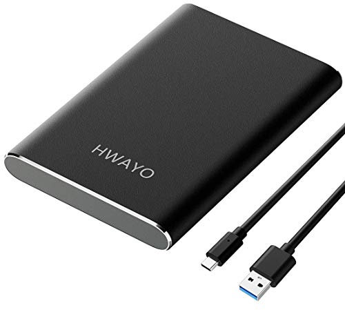 HWAYO Disco duro externo portátil de 1 TB, USB3.1 Gen 1 Tipo C Ultra Slim 2.5 '' HDD Almacenamiento compatible para PC, escritorio, portátil, Mac, Xbox One (negro)