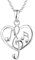 Starnny Musik Herz Kette Damen Silber 925 Anhänger Halskette Symbol Höhenschlüssel mit weiß Kette Geschenk für Sie Fraun