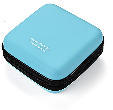 LIOVODE DVD Case, 48 Capacity EVA CD Case Holder Storage Organizer Portable Protective DVD Disc Wallet Holder for Car (48 Capacity, Sky blue48)