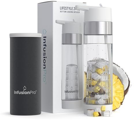 Infusion Pro Bouteille d'eau avec infuseur à fruits avec couvercle à paille 710 ml : paille rabattable : manchon isotherme et infusion de fruits eBook : infuseur à chargement par le bas pour plus de
