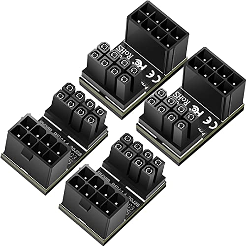Xiatiaosann 4 PCS ATX 8 pines hembra a 8 pines macho adaptador en ángulo de 180 grados, conector de cable de alimentación GPU para tarjeta gráfica de escritorio