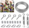 STCRERAG Drahtseil Edelstahl Set Rankhilfe Seilspannsystem Stahlseil mit Spannschloss Drahtseilklemmen DIY Draht Seil Klemme Schloss Haken Edelstahlseil Karabinerhaken mit Seil Ösenschraube Karabiner