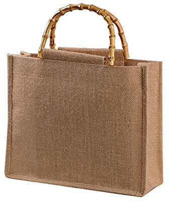 ZZALLL Borsa per la Spesa Portatile in Juta di Juta Borsa in bambù con Manici ad Anello Tote Riutilizzabile - 5#