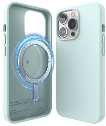 elago Magnetic Silicone Case Compatible with iPhone 13 Pro Case (6.1) Compatible with MagSafe, Built-in Magnets, Premium Liquid Silicone, Protective Cover, Compatible with MagSafe Accessories (Mint)