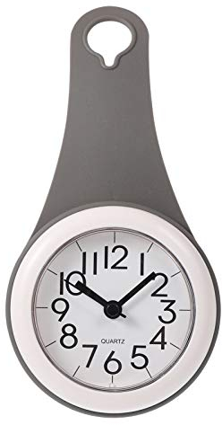 HOMSFOU Wanduhr Küchenuhr Badezimmer Wasserdicht Kleine Digitale Wanduhr Stille Home Decor Duschuhr mit Saugnapf Grau
