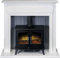 Adam Florence Stove Fireplace in Pure White with Woodhouse Electric Stove in Black, 48 Inch