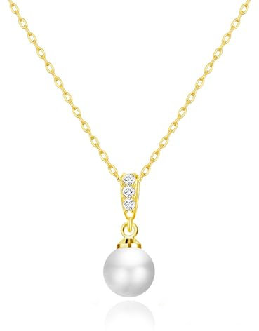 Philip Jones Gold Plated Pearl Drop Necklace Created with Zircondia® Crystals