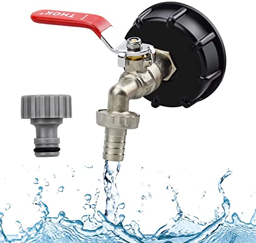 IBC Adaptador con Grifo, Grifo para Depósito de Agua de Lluvia IBC,Válvula de Boca,para Jardines al Aire Libre(Latón)