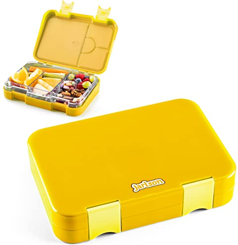 Jarlson® Brotdose für Kinder mit 6 Fächern TONI - Lunchbox - Bento Box auslaufsicher – Jausenbox für Kindergarten und Schule - Mädchen und Jungen - | Brotbox | Snackbox (Gelb)