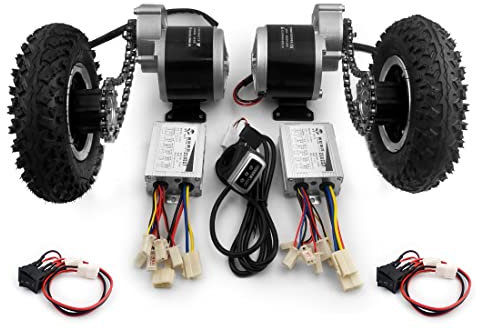 L-faster Kit de Chariot électrique à Double chaîne de 350w pour Le Transport de Roues à air de 300kg 8 Pouces pour Chariot à Tige DIY 600lbs avec Inversion (24V350W Max 9kph)