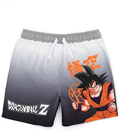Dragon Ball Z Boys Swim Shorts | Multicoloured Swimming Pants For Kids with Goku & Warrior Symbol | Swimwear Trunks with Drawstring Waist | Anime Series Beachwear Merchandise Gift for Children & Teens