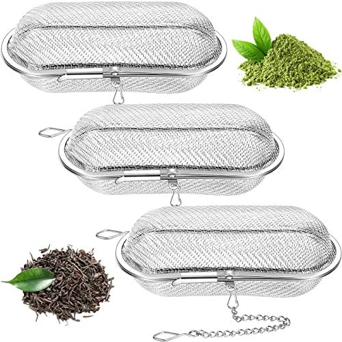 Hoolerry 3 Pcs Tea Ball Infusers - 4.25 x 1.75 Inch Floating Stainless Steel Mesh, Oval Loose Leaf Tea Steeper for Kitchen and Home