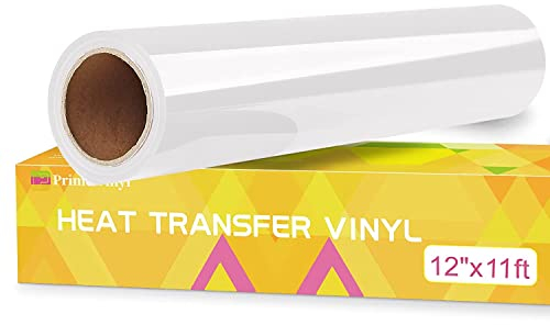 Prime Vinyl Plotterfolie Textil, 30.5cm x 3.36m Flexfolie für Silhouette Cameo, Cricut Maker, Plotterfolie für Shirt, Kleidung, Hüte, Hosen, andere Stoffe(Weiß)