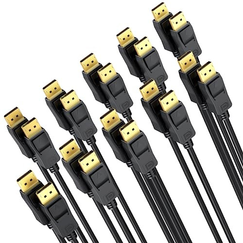 UVOOI DisplayPort to DP Cable 6 Feet 10-Pack, Display Port to Display Port Cable 1440p@144Hz/165Hz, 4K@60Hz (Gold Plated DP to DP Cable 6FT)