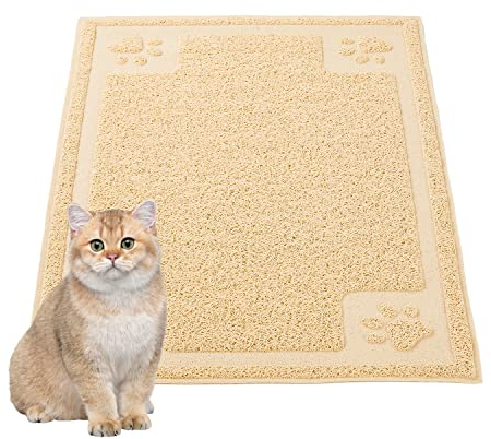 Vealind Basics Cat Litter Mat Extra Large Litter Trapping Mat Washable Non-Slip Litter Box Pad 90 cm X 60 cm Easy to Clean PVC Pet Feeding Mats for Cats Dog