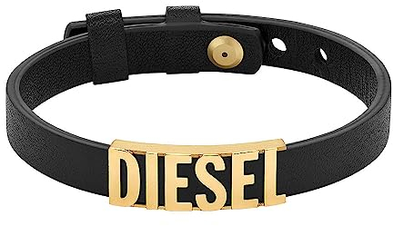 Diesel Herren Lederarmband mit Druckknopfverschluss