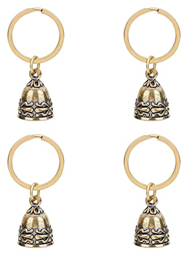 nbeads 4 Stück Weihnachtsglocken Anhänger Schlüsselanhänger, Antike Goldene Kupferhalsbandglocke Kleine Jingle Bells Craft Bells Für Heimdekoration Haustierhalsbänder Hochzeit Weihnachtsdekoration
