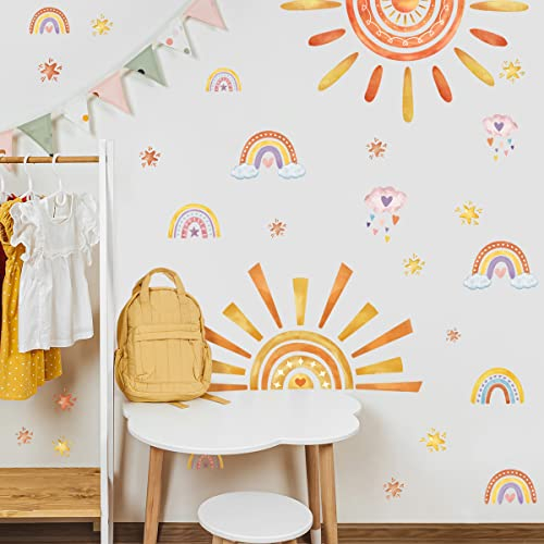 HGDESIGN® Wandtattoo Wandaufkleber Wandsticker Große Regenbogen Einhorn Schmetterling Wolke Kinderzimmer Babyzimmer Kind Baby Mädchen Wandsticker Wandbild Wanddeko Selbstklebend (Variante D)