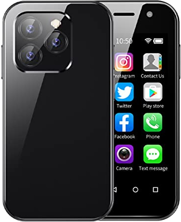 Pocket Mini Smartphone 4G Small Android Mobile Phone 3.0'' Full Touch Screen Dual SIM Face ID OTG Camera GPS Google Play Store for Senior Children Student Business (black 3+32GB)