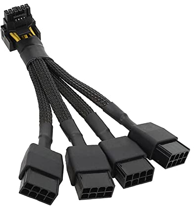 Jvareaty Für GPU RTX4090 RTX4080 4X8 Pin PCI-E 16-polig Grafikkarte Stromkabel Ersatzteile Zubehör Anschluss 12VHPWR Kabel 90 Grad abgewinkelt