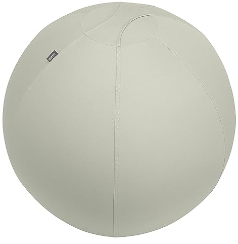Leitz Ergo Active Sitzball mit Anti-Wegroll-Funktion, Ergonomische Alternative zum Bürostuhl, Gymnastikball, 75 cm Durchmesser, Stoffbezug, Für Büro oder Home Office, Ergo-Serie, Hellgrau, 65430085
