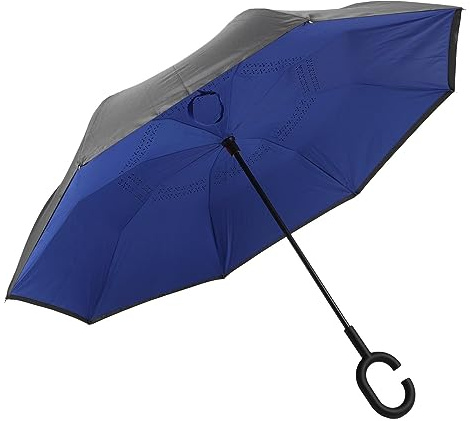 Miskall Seitenverkehrter Stockschirm, Umgedrehter Umdrehung Regenschirm Mit C-förmitem Griff Anti-UV-wasserdichter Regen Regenschirm für Frauen Männer