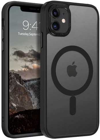 GaoBao Coque pour iPhone 11 Compatible avec MagSafe, Hybrid Magnétique Case Étui Translucide Mat Arrière Protection Caméra Housse Fine Antichoc Dos Anti Rayures pour iPhone 11 6.1, Noir
