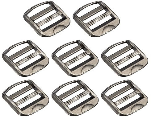 Uxcell Metal Ladder Buckle Slider Tri-Glider Metal Adjustable Buckles, 8pcs 25mm(1) Inner Width for Webbing Backpack Strap, Vintage Silver