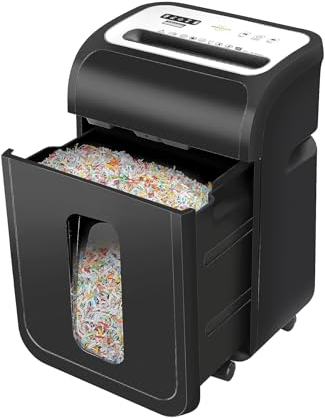 VidaTeco Cross-Cut Paper Shredder For Home Use, Heavy Duty 15-Sheet Shreds Paper/Card/Staple/Clip Office Shredder, Security Level P-4 Jam Proof System 20L Pullout Basket and Wheels