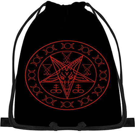 874 Turnbeutel, Baphomet-Satan-Insignien Stoff Beutel Verstellbar Rucksack Moderne Sportrucksack Für Urlaub Freizeit 36X42Cm