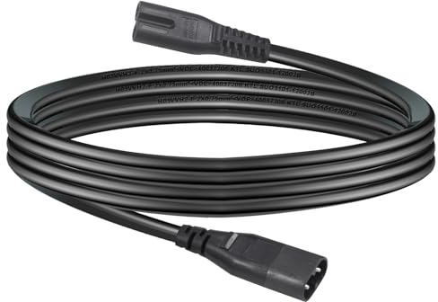 C7 to C8 extension lead 1.8m,Figure 8 Power Lead IEC320 C7 to C8 Extension Power Cable Male to Female Mains Power Connector Cord for TV, PS5, Xbox Series, More