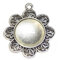 Perlin 12 Teile Charm Leere Lünette Tablett Medaillons Metall Anhänger Fassungen Schmuck Runde 20mm Klar Glas Cabochon Bastelset (Silber Modell-12)