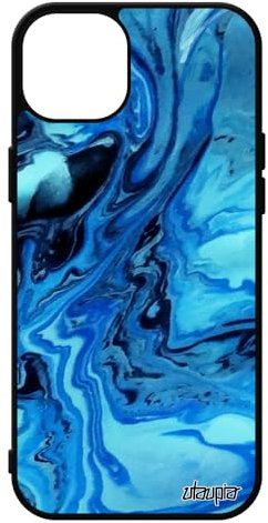 utaupia Coque pour Apple iPhone 15+ Plus Silicone Peinture Original Pas Cher Telephone Motif Moderne Portable Bleu Smartphone Nature coloré Art