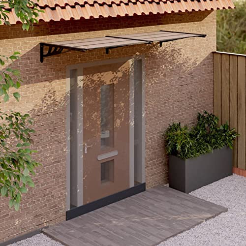 TANZEM Door Canopy Black 239x90 cm Polycarbonate,Window Garden Canopy Patio Porch Awning, Rain Shelter Cover