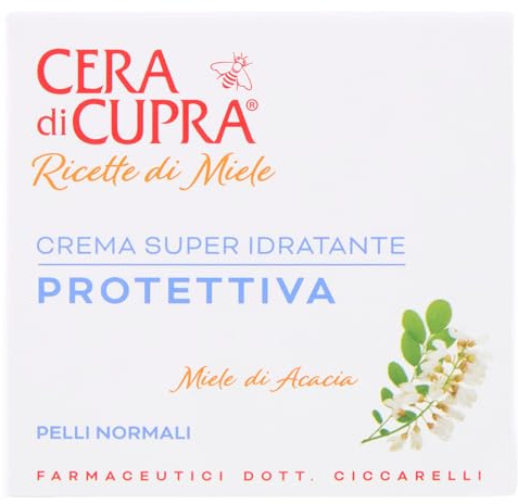 Cera di Cupra, Hochfeuchtigkeitsspendende Schutzcreme, verleiht dem Gesicht Energie und Leuchtkraft, macht die Haut elastischer, Made in Italy, Dermatologisch Getestet, Glas 50 ml