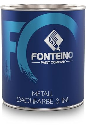 Metall Dachlack 3in1 Dachfarbe Metallschutzlack Sockelfarbe Lichtgrau 750ml | Rostschutzfarbe für Metall- & Blechdach, Metalllack Außen, Frostsicher, UV-beständig, Lösemittelhaltig, Seidenglänzend
