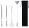 Omevett Kit d'outils de terrarium 4 en 1 en acier inoxydable pour aquarium avec longue pince à épiler, ciseaux, spatule, antirouille, kit de démarrage pour plantes d'aquarium