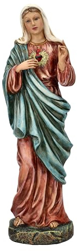 Figuren Shop GmbH Gesegnetes Herz Mariä Statue - 27cm, Pastellfarben, Marienfigur, Madonna Figur