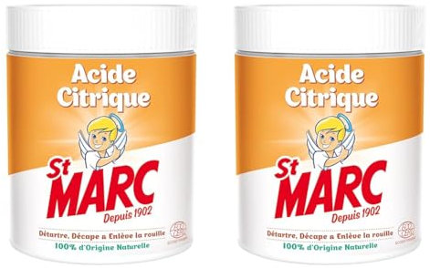 St Marc Acide Citrique Nettoyant menager 100% d'Origine Naturelle 500 g - Détartre, Décape & Enlève la rouille (lot de 2)