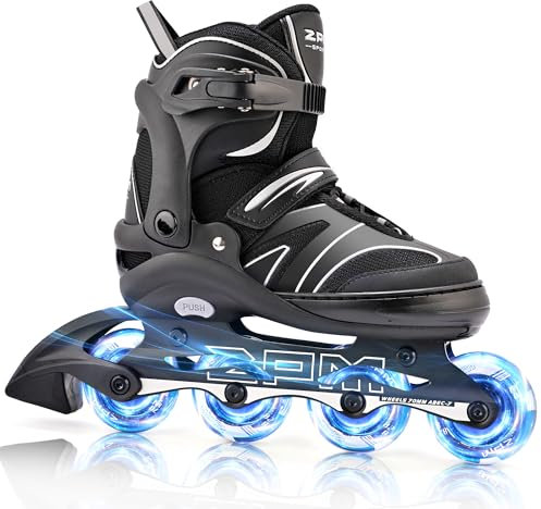 2PM SPORTS Größen Verstellbar Inliner für Kinder, Mädchen Jungen Inline Skates mit 82A PU Rollen für Damen/Herren Youngster Anfänger