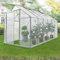 [en.casa] Serra da Giardino in Policarbonato Traslucido Forma di Casetta con Porta Scorrevole Grondaie e 4 Lucernari Struttura Termoisolante con Base di 370 x 190 cm