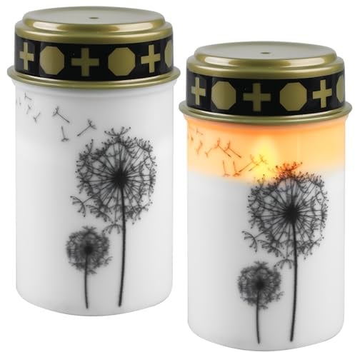 GAOUTO 2 Stück LED Grabkerze, Flammenlose Grabkerzen LED mit Batterie, Wasserdichtes Grablichter für Draußen, Grablicht Geeignet für Gartenhof, Weihnachtsdekoration, Kirche