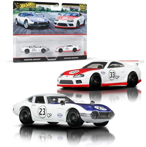 Hot Wheels Premium Car Culture 2-Pack of 1:64 Scale Vehicles, Unique Pairings, Real Riders Tires, Metal/Metal Chassis, Toy for Collectors, JBL03