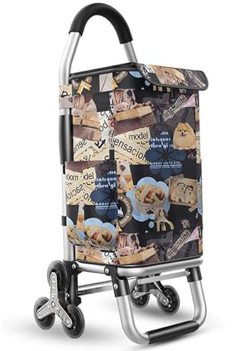 Treppensteiger Einkaufstrolley mit 6 geräuschlosen Rädern, leicht und wasserdicht, faltbarer Wagen für Treppen, abnehmbarer Trolley, 2-in-1-Design