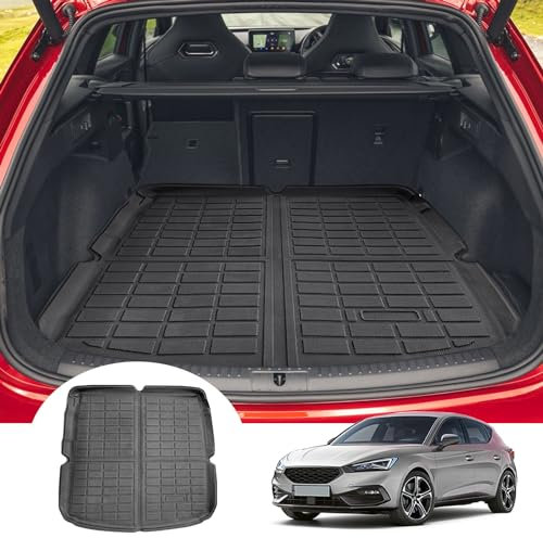 GAFAT Seat Leon IV KL/Cupr-a Leon ST FR Hybrid 2020-2024 2025 Alfombrilla para Maletero, Fácil de Plegar, Seat Leon MK4 TPE Todas Climáticas, Original 3D Escaneo Borde Alto (Posición Superior)