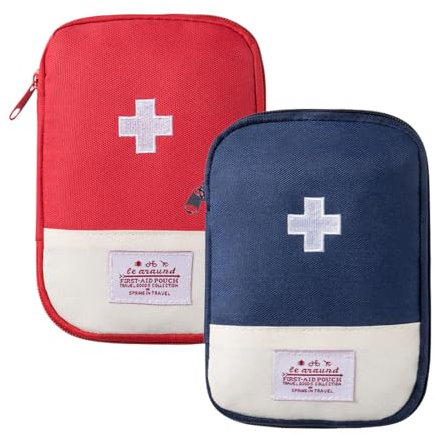Kit di Medicina da Viaggio, 2 Pezzi Kit di Pronto Soccorso Portatile, Borsa Porta Medicine da Viaggio, Mini Borsa di Pronto Soccorso, Kit Pronto Soccorso da Viaggio